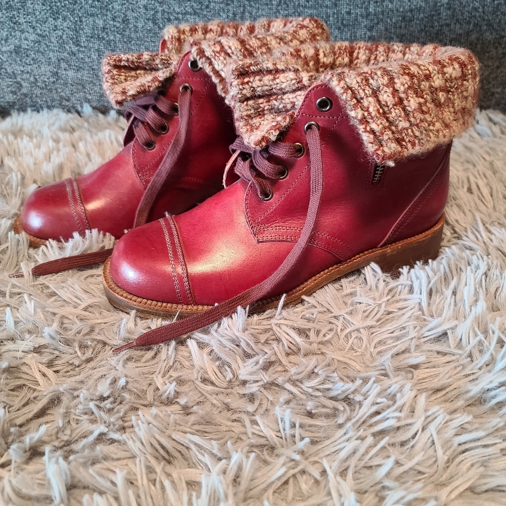 Chanel Knit Trim Combat Boots, designer size 38